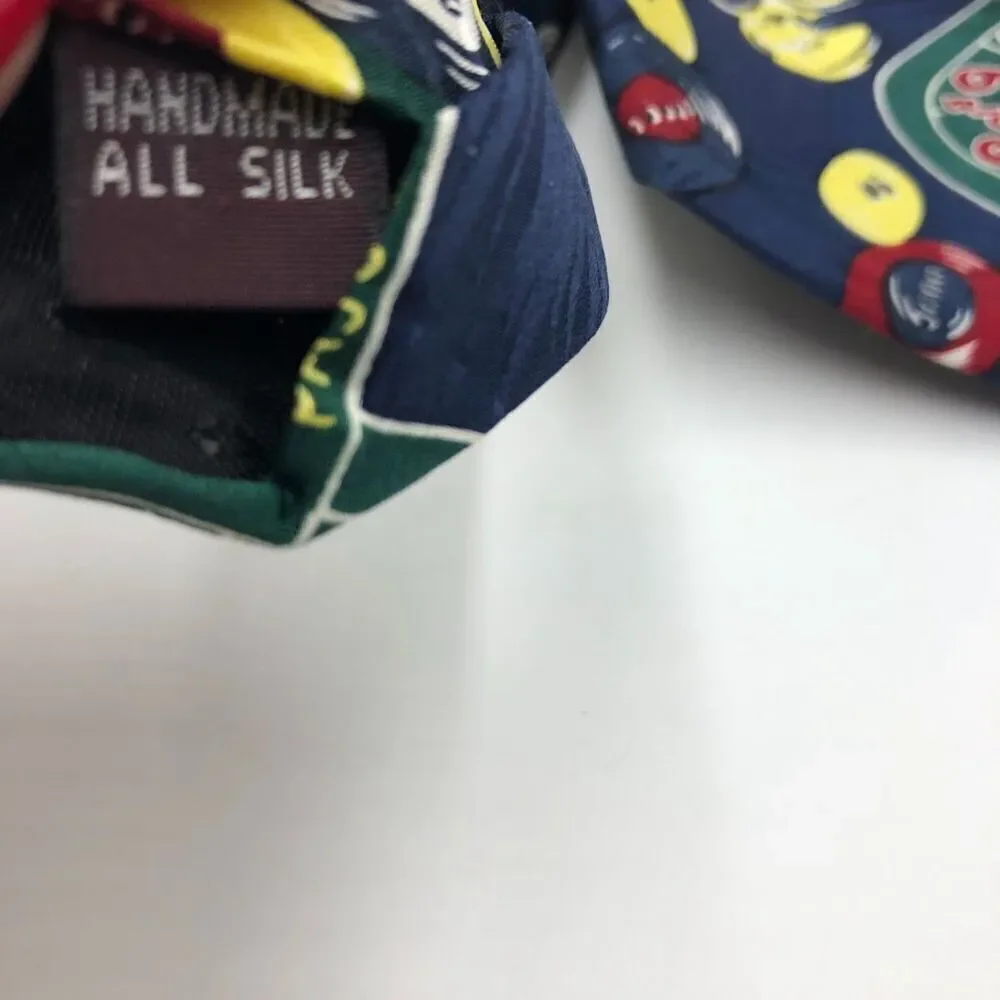 Vintage 1990s Sabatini Men's All Handmade Silk Neck Tie Casino Poker Gambling